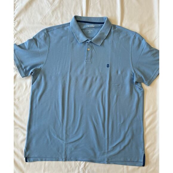 IZOD Mens Advantage Performance Natural Stretch Sky Blue Polo Shirt Sz XXL NWOT - Picture 1 of 7